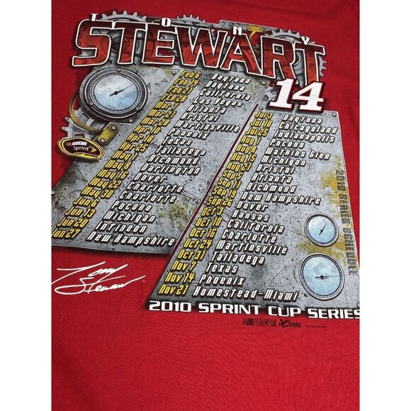 Tony Stewart 14 NASCAR T-Shirt XL Red Chase Authentics Racing Tee 2010 - Picture 5 of 9